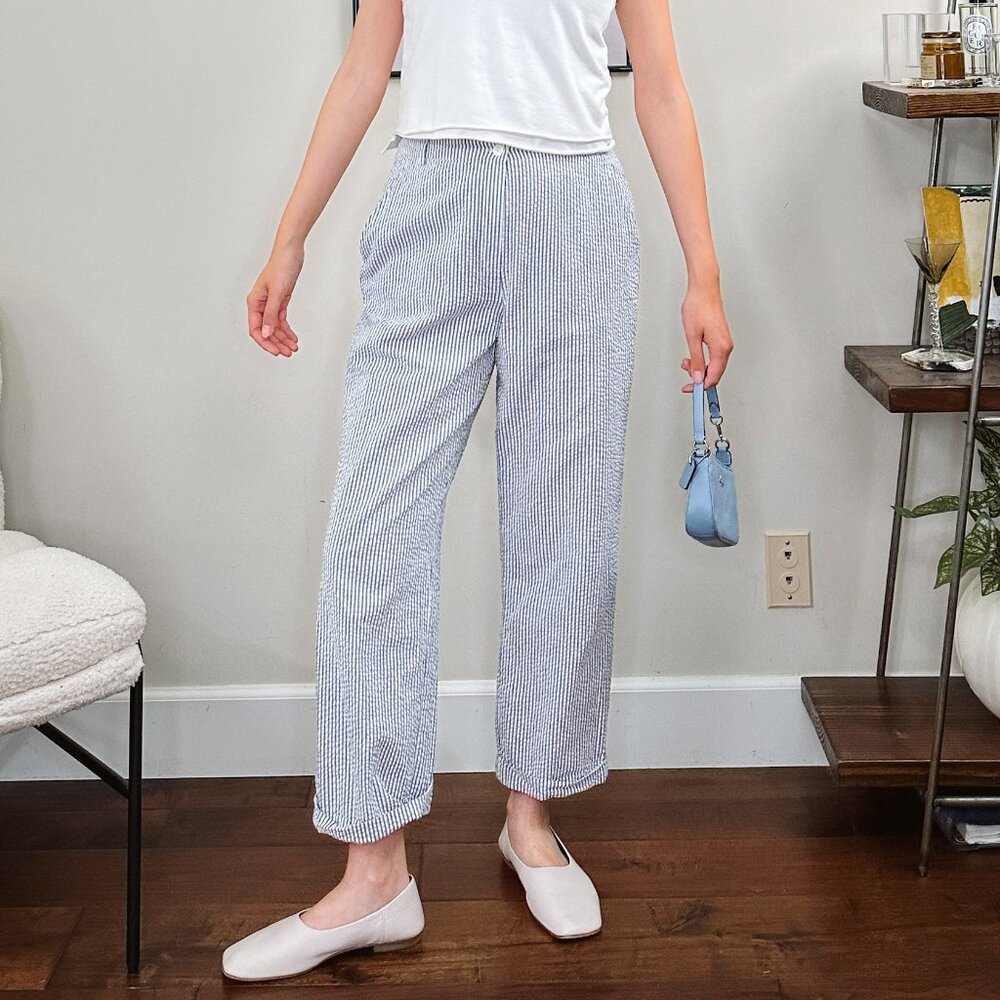 80's Seersucker Railroad Stripe Trousers